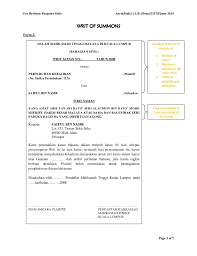 In malaysia, civil proceedings are commenced either by way of a writ of summons (writ) or an originating summons. Writ Of Summons For Revision Purposes Only