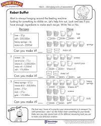 Measuring to make a line plot resource type: Robot Buffet Measurement Worksheets For Kids Jumpstart Free Math Worksheets Free Printable Math Worksheets Printable Math Worksheets
