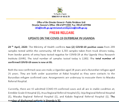 For the most recent statistics, please visit the government of uganda, ministry of health's webpage. Update On The Covid 19 Outbreak In Uganda Covid 19 Ministry Of Health