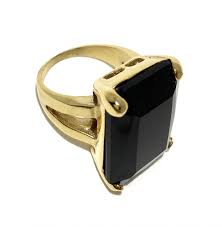 Gold Jet Black Swarovski Crystal Ring