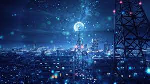 Anime Night Sky City Wallpaper Pc Sky Anime Hd Anime Wallpapers Anime Scenery