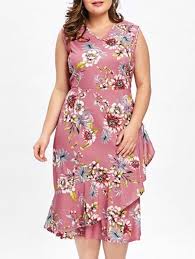 Plus Size Tiny Floral Ruffle Overlap Hawaiian Dress Plus Size Sundress Plus Size Summer Dresses Plus Size Dresses