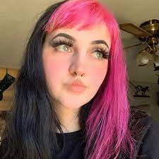 Pink Black Split Hair Color Horrorhailey Pink And Black Hair Bright Pink Hair Pretty Hairstyles