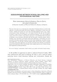 Pdf Associations Between School Bullying And Psychosocial Factors