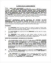 A land agreement is a document for the two parties involved to work out the details of the transaction and the terms the buyer must fulfill before buying the land.a land agreement should be written or validated by a lawyer or legal company. Free 30 Sample Sales Agreement Forms In Pdf Ms Word