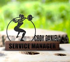 Custom Powerlifting Workout Desk Name Plate Wedge Personalized Deadlift  Barbell Nameplate Office Sign Plaque Graduation Decor Gift Home Man