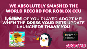 We would like to show you a description here but the site won't allow us. Twitter à¤ªà¤° Adopt Me The New World Record For Roblox Ccu Players Active Is 1 615 Million Players Thank You So Much For Tuning In To See The Live Event And Apologies