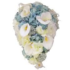 Check spelling or type a new query. Cascading Light Blue Calla Lily White Bride Bouquet