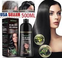 Instant Black Hair Color Dye Shampoo Natural Olive Oil/Ginseng Essence  Coloring