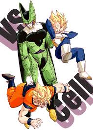 goku and vegeta vs cell anime dragon ball dragon ball art dragon ball z