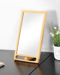 Makeup mirror isolated with golden lights. Tinytimes Wooden Makeup Mirror Tabletop Mirror With Stand Vanity Makeup Standing Mirror Cosmetic Mirror Front And Back Available Table Top Decor Mirror Sets Natural Buy Online In Belize At Belize Desertcart Com Productid