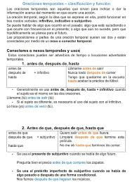Nexo es sinónimo de conector. Oraciones Temporales En Espanol Temporal Clauses In Spanish Grammar