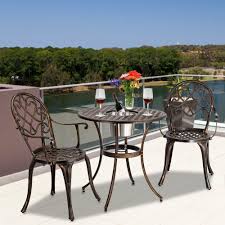 Outdoor Furniture Bistro Table Set 3 Piece Cast Aluminum Patio Bistro Set With Ice Bucket Weather Resistant Outdoor Patio Dining Table And Chairs Set Garden Conversations Set For Porch Q9486 Walmart Com