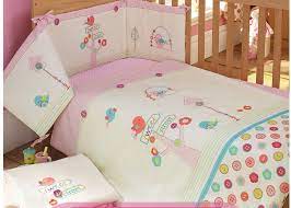 Embroidery Bird Flowers Tree Baby Bedding Set Pink Cotton Crib Bedding Set Quilt Pillow Bumper Bed Sheet 5 Item Cot Bedding Set Bedding Sets Aliexpress