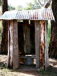 Outhouse Aussie Dunny With Walls Of Bush Timber Corrugated Iron Roof And Galvanised Pan The Australian Toilet Is Famous Aro Dunny Outdoor Toilet Outhouse