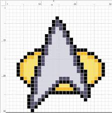 I've been wanting to do a simple com badge stitch for awhile, but i couldn't find one small enough, so i decided to make my own. Star Trek Cross Stitch Pattern Novocom Top