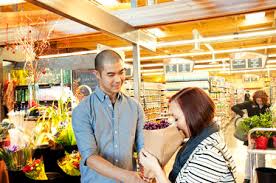 Grocery store flowers are a great and inexpensive way to sharpen your floral design skills. Man Giving Flower Bouquet To Girlfriend In Supermarket Stockphoto