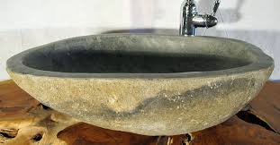 river rock granite stone vessel sink