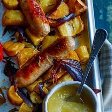 Sausage Tray Bake With Parsnip And Apple Recipe Recipes Pork Recipes Food Receipes