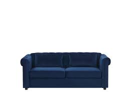 Comparez les prix et achetez en ligne pas cher. Canape Convertible 3 Places En Velours Bleu Fonce Chesterfield Beliani Fr
