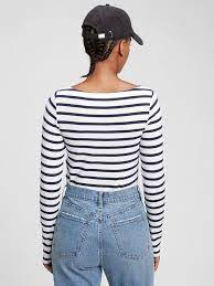 Modern Long Sleeve Striped Boatneck T Shirt Gap