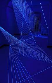 Drawing In Space Wave 2013 Threads Uv Light Installation Athens Video Art Festival Samourka Found Light Art Installation Light Installation Blue Art