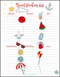 free beach packing list printable oh my creative
