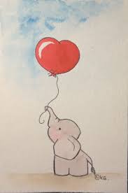L 39 L Phanteau Au Coeur Rouge Aquarelle Sur P Aquarelle Carte Cartes Cœur Format Illustration Katiagolessilesto Elephanteaux Dessin Elephant Dessin