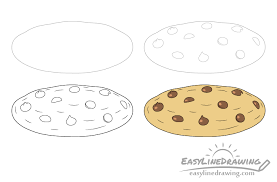 Add a mouth with a cookie in it and draw the bottom as a cupcake wrapper. How To Draw A Cookie Step By Step Easylinedrawing