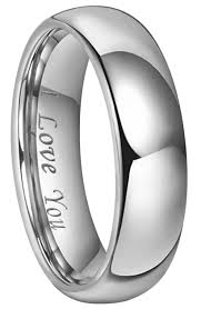 Crownal 4mm 6mm 8mm Tungsten Wedding Band Ring Couple Men Women Plain Dome Polished Engraved I Love You Comfort Fit Size 3 To 17 Lovely Novelty Tungsten Wedding Bands Rings
