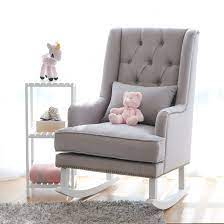 Alba Linen Tufted Rocking Chair Feeding Chairs Rocking Chair Nursery Nursery Chair White Rocking Chairs