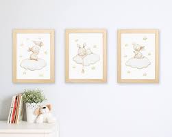 Set Of Three Nursery Art Bunnies With Stars Archival Print Nursery Wall Art Bunnies Nursery Prints Bunny Wall Art Watercolor Bunny Art Bunny Wall Art Nursery Art Nursery Wall Art