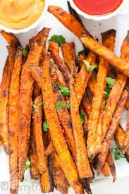 Blanched sweet potatoes are sliced and fried in melted butter and brown sugar. Crispy Oven Baked Sweet Potato Fries Currytrail