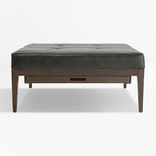 This listing is for a single upholstered ottoman. Nash Leather Tufted Square Ottoman With Tray Reviews Crate And Barrel