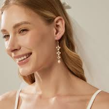 Buy Gold Flower Drop Earrings,real Freshwater Pearl Earrings,dainty Floral  Hook Earirngs,crystal Bridal Earrings,pearl Jewelry,bridesmaid Gifts Online  in India