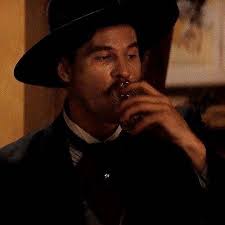 Birthday star Val KIlmer (right) portrayed Doc Holliday in the 1993 western  film Tombstone (1993). Also pictured is Kurt Russell as Wyatt Earp. Val is  59 years old today.