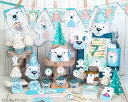 Polar Bear Party Printable Decor Kit Arctic Frozen Party Cute Etsy Polar Bear Party Bear Decor Bear Party