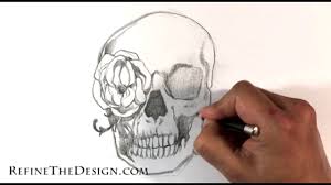 Draw another, shorter line overlapping the end of the first. How To Draw Skull And Flower Classic Tattoo Art Tutorial Youtube