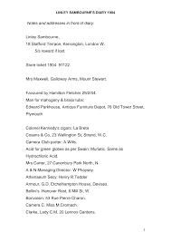 Notes and addresses in front of diary: