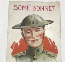 Vintage 1918 WW1 Military Postcard Some Bonnet