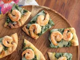 Tuscan Kale Pesto Pizza With Shrimp Scampi Recipe Pesto Pizza Food Network Recipes Kale Pesto