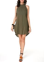 Keyhole Back Dip Hem Olive Green Summer Dress Liligal Com Usd 29 20 Liligal Dresses Classy Summer Dress Green Summer Dresses Fashion Dresses Online