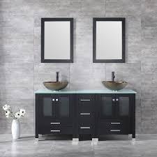 In the recent past, vessel sinks are gaining. 60 Double Bathroom Vanity Cabinet Top Glass Vessel Sink W Faucet Mirror Combo 817739028683 Ebay