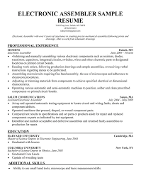 mechanical assembler resume sample