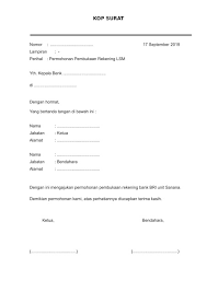 Contoh Surat Permohonan Buka Rekening Bank Bri Dapatkan Contoh