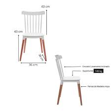 Cadeira De Plástico Ellen Windsor Pés Madeira Jantar Branca