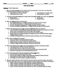 The Following Document Contains Two Quizzes On Shirley Jackson S Short Story The Lottery This Or That Questions Shirley Jackson Critical Thinking Questions