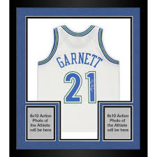 Framed Kevin Garnett Minnesota Timberwolves Autographed White 1995 Mitchell  & Ness Swingman Jersey