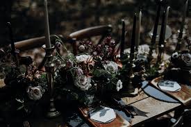 The main elements of gothic wedding style include a dark and moody color palette combined with opulent details to create a sense of fantasy. Modern Gothic Wedding Ideas In The Woods