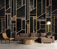 When the décor of your home is contemporary you have to create a gold bedroom. Buy Wallpaper 3d Mural Abstract Geometric Black Gold Line Wall Murals For Living Room And Bedroom Wall Decor Online In Uae B07xpnb6zh